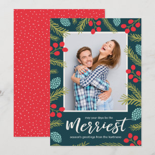 Cartão De Festividades Fotos de Natal Modernas com Frutas Coloridas e Pin