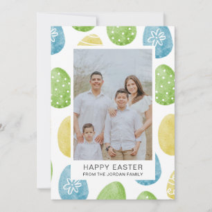 Cartão De Festividades Fotos De Ovos Com Padrão De Aquarela Elegante Feli