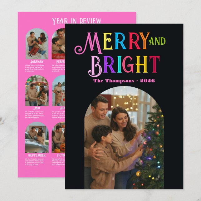 Cartão De Festividades Fotos do Candy Pop "Ano em Revisão" Natal (Frente/Verso)