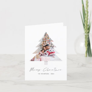 Cartão De Festividades Fotos em forma de árvore moderna Feliz Natal