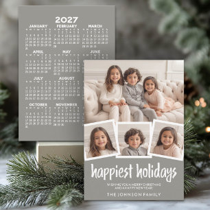 Cartão De Festividades Fotos Mais Felizes 4 Cinza - Calendário 2027
