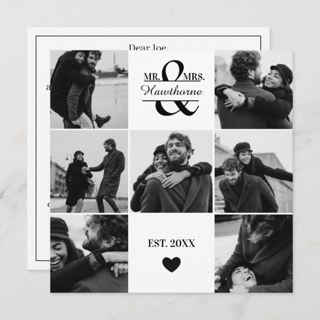 Cartão De Festividades Fotos modernas personalizadas de 7 Casais com Mono (Frente/Verso)