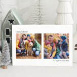 Cartão De Festividades Fotos Quadradas Simples Minimalistas Brancas e Pre<br><div class="desc">Este belo cartão de Natal apresenta espaço para duas fotos e uma estética moderna minimalista em preto e branco. Todo o texto é personalizável para que você possa facilmente alterar o cumprimento de Natal.</div>