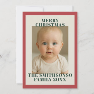 Cartão De Festividades Fotos vermelhas Modern Sage Feliz Natal