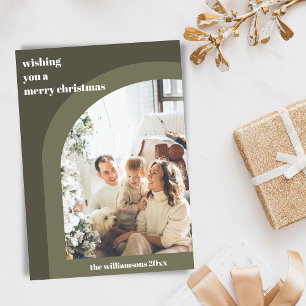 Cartão De Festividades Fotos Verticais em Arco Moderno Verde Oliva 