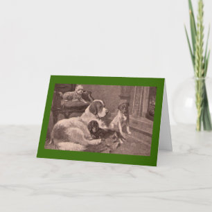 Cartão De Festividades Four Dogs by the Fireside