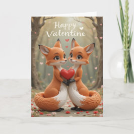 Cartão De Festividades Fox Couple Valentine Woodland Love Romantic 