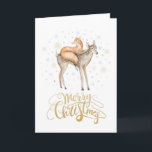 Cartão De Festividades Fox Deer Winter Snow Feliz Natal<br><div class="desc">Cartão ilustrativo para crianças maravilhoso de design de água encantadora de cervo e raposa bonitinhos na neve se divertindo e aproveitando o inverno enquanto celebram os presentes de abertura de Natal e se divertindo na neve. Feliz Natal a todos!</div>