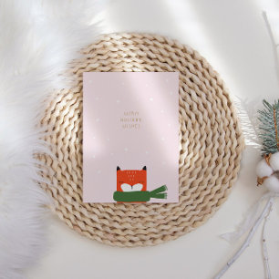 Cartão De Festividades Fox Moderna do Winter Cute Scandi