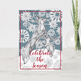 Cartão De Festividades Fox & Rabbit Flocos de neve Festivos Azul