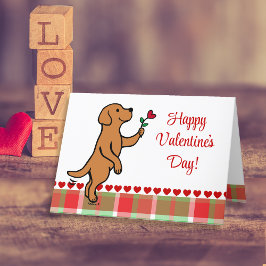 Cartão De Festividades Fox Red Labrador Pequeno Namorados de Flor do Cora