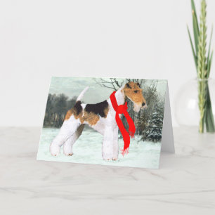 Cartão De Festividades Fox Terrier Inverno