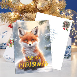 Cartão De Festividades Fox Vermelha Cura Neve Natal