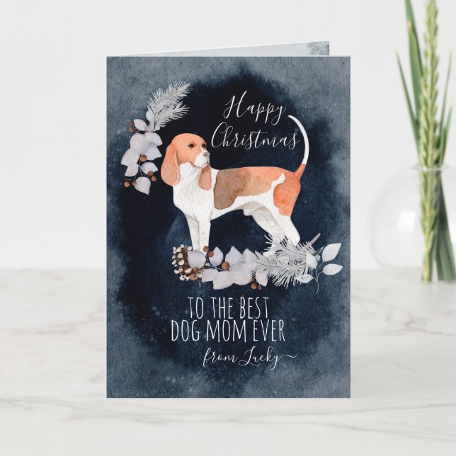 Cartão De Festividades Foxhound Mãe Aquarela Natal Personalizado (Frente)