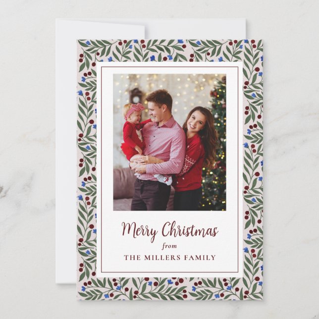 Cartão De Festividades Framboesas de Natal (Frente)