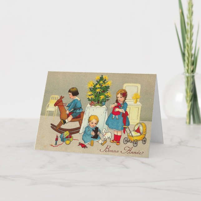 Cartão De Festividades Francês, Ano Novo, Bonne Annee, Crianças, França (Frente)