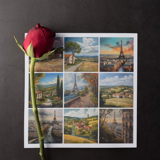 Cartão De Festividades Francês Country e Paris, cena romântica (Criador carregado)