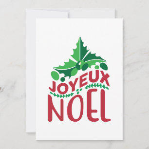 Cartão De Festividades Francês Feliz Natal Vermelho Verde Personalizado