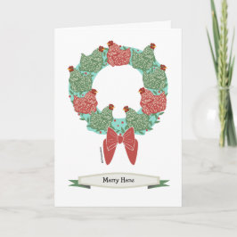 Cartão De Festividades Frangos de Natal com coroa/padrão de dentro.v2
