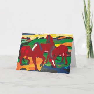Cartão De Festividades Franz Marc - cavalos vermelhos