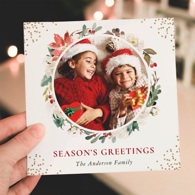 Cartão De Festividades Fraqueza Dourada de Natal 2 Foto (Sample (Front))