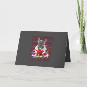 Cartão De Festividades French Bulldog Christmas Lights Ugly Sweater Dog