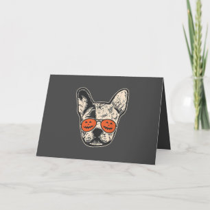 Cartão De Festividades Frenchie em Óculos de Sol de Abóbora Halloween Bul