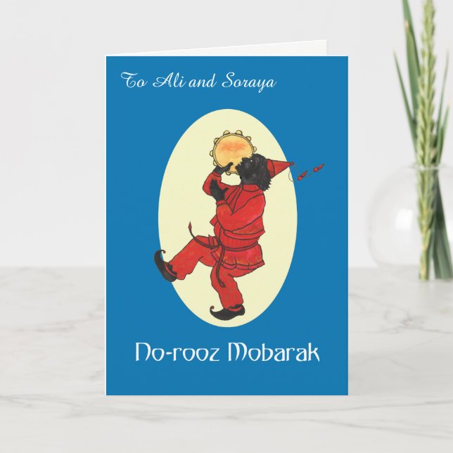 Cartão De Festividades Frente personalizada Norooz Haji Firuz Ano Novo Pe (Frente)