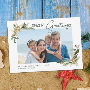 Cartão De Festividades Fresco de Natal tropical Seas N Saudações Foto