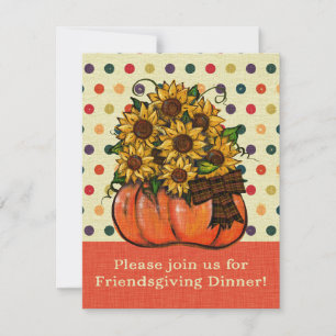 Cartão De Festividades Friendsgiving Dinner Invitation Sunflowers