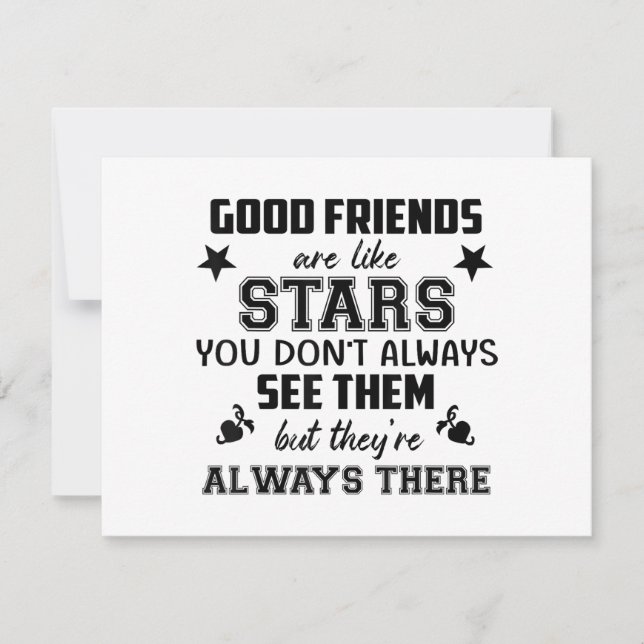 Cartão De Festividades Friendship T-Shirt Quote Good Friend Like Star (Frente)