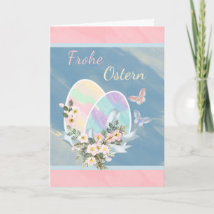 Cartão De Festividades Frohe Ostern - alemão - ovos da páscoa da Aquare