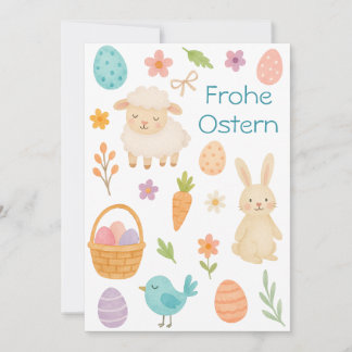 Cartão De Festividades Frohe Ostern- süße Ostermotive- pastell
