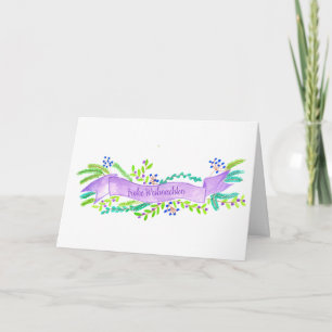 Cartão De Festividades Frohe Weihnachten, faixa natalina a aquarela