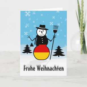 Cartão De Festividades Frohe Weihnachten Merry Christmas Germany Snowman