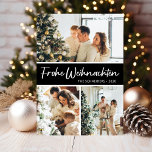 Cartão De Festividades Frohe Weihnachten Photo Collage<br><div class="desc">Este cartão fabuloso de 3 fotos feriadas com "Frohe Weihnachten!" em uma fonte moderna e seu nome de família e ano em uma fonte de boné tradicional clara, ambas em branco e preto, com uma correspondência de retorno, é perfeito para enviar para sua família e amigos. Todos vão adorar ter...</div>