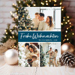 Cartão De Festividades Frohe Weihnachten Photo Collage<br><div class="desc">Este cartão fabuloso de 3 fotos feriadas com "Frohe Weihnachten!" em uma fonte moderna e seu nome de família e ano em uma fonte de boné tradicional clara, ambas em branco e em branco, com um retorno correspondente, é perfeito para enviar para sua família e amigos. Todos vão adorar ter...</div>