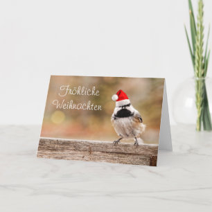 Cartão De Festividades Fröhliche Weihnachten Santa Chickadee Card