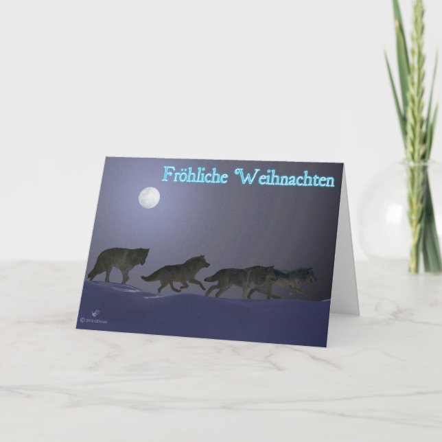 Cartão De Festividades Fröhliche Weihnachten - Wolfpack (Frente)