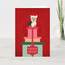 Cartão De Festividades Frolijke Kerstdaagen Yorkie Hond Cadeautjes Kerst
