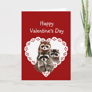 Cartão De Festividades From all of Us Funny Raccoon Valentine