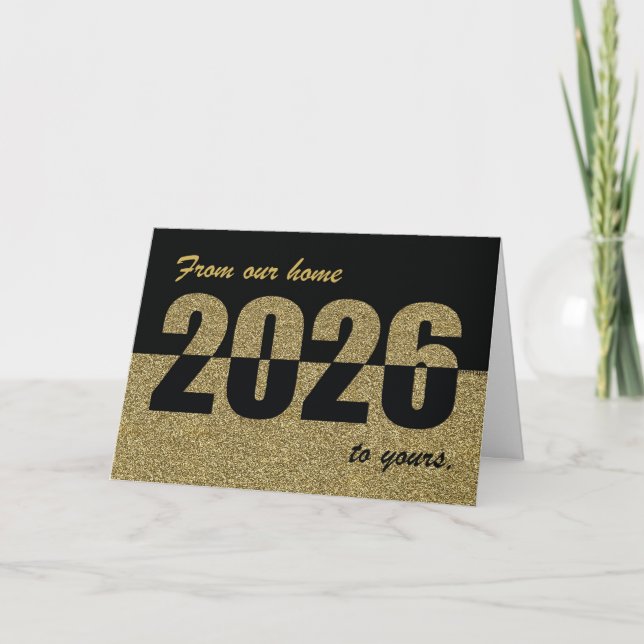 Cartão De Festividades From Our Home to Yours Happy New Year 2026 Gold (Frente)