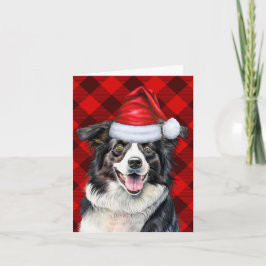 Cartão De Festividades Fronteira Collie Red Buffalo Xadrez Natal