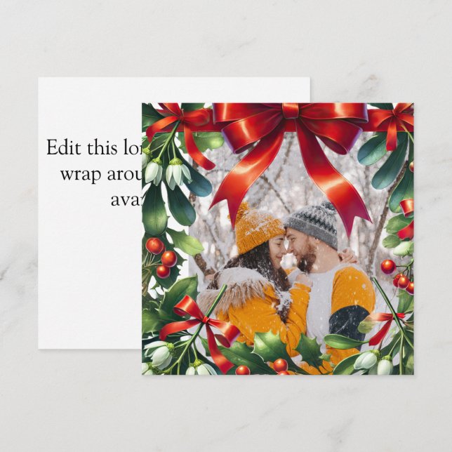 Cartão De Festividades Fronteira de Natal com arco vermelho (Frente/Verso)