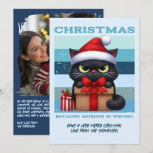 Frostbite Cool Funny Cat Retro Christmas Photo