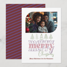 Frosted Berry Moderno Retrô Doodle Foto de Natal