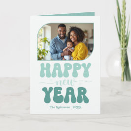 Cartão De Festividades Frosted Mint Happy New Year Retro Groovy Photo