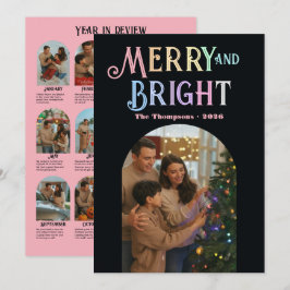 Cartão De Festividades Frosted Pastels Fotos "Ano em Revisão" Natal