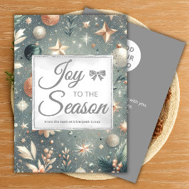Cartão De Festividades Frosted Silver Script Holiday Card