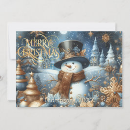 Cartão De Festividades Frosty o boneco de neve caprichoso Natal editável